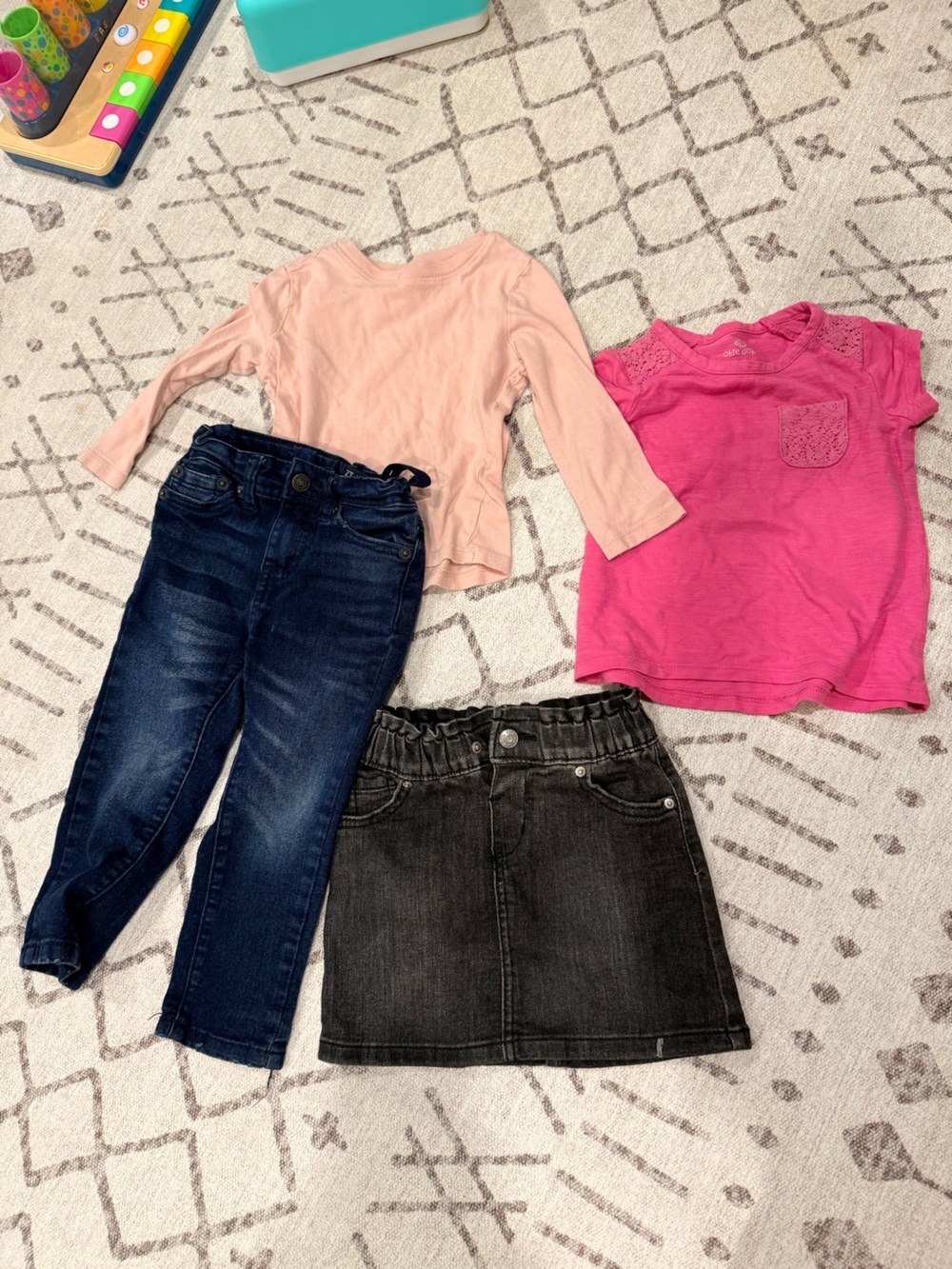 Cat & Jack Girls' Two-Pack Tops in Bright Pink & Light Pink